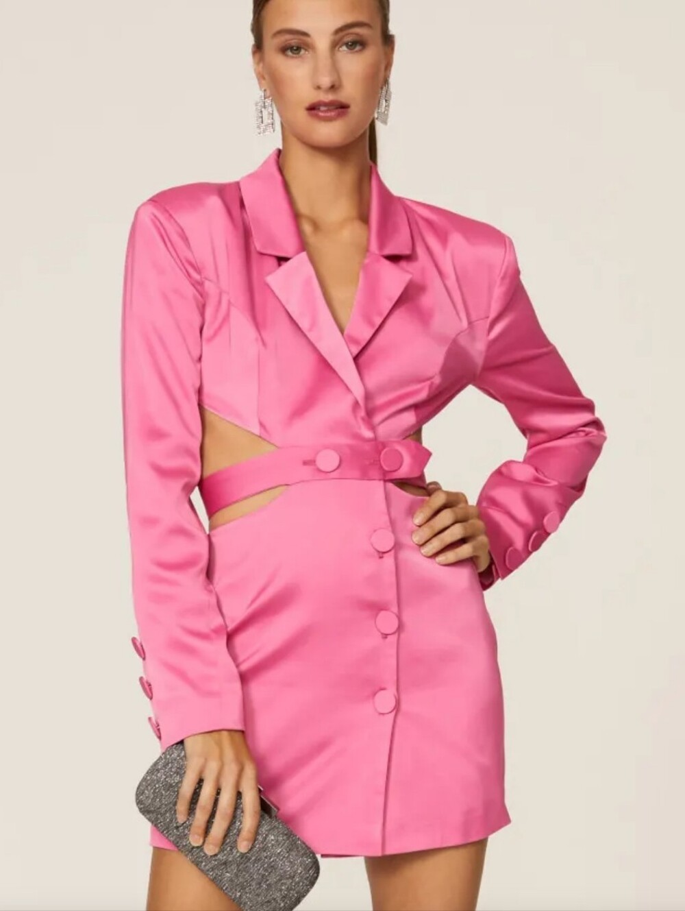For Love And Lemons Coral Pink Belted Blazer Dress